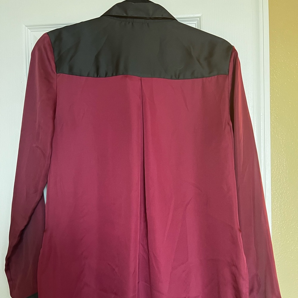 Burgundy/Black Silk Blouse size Medium